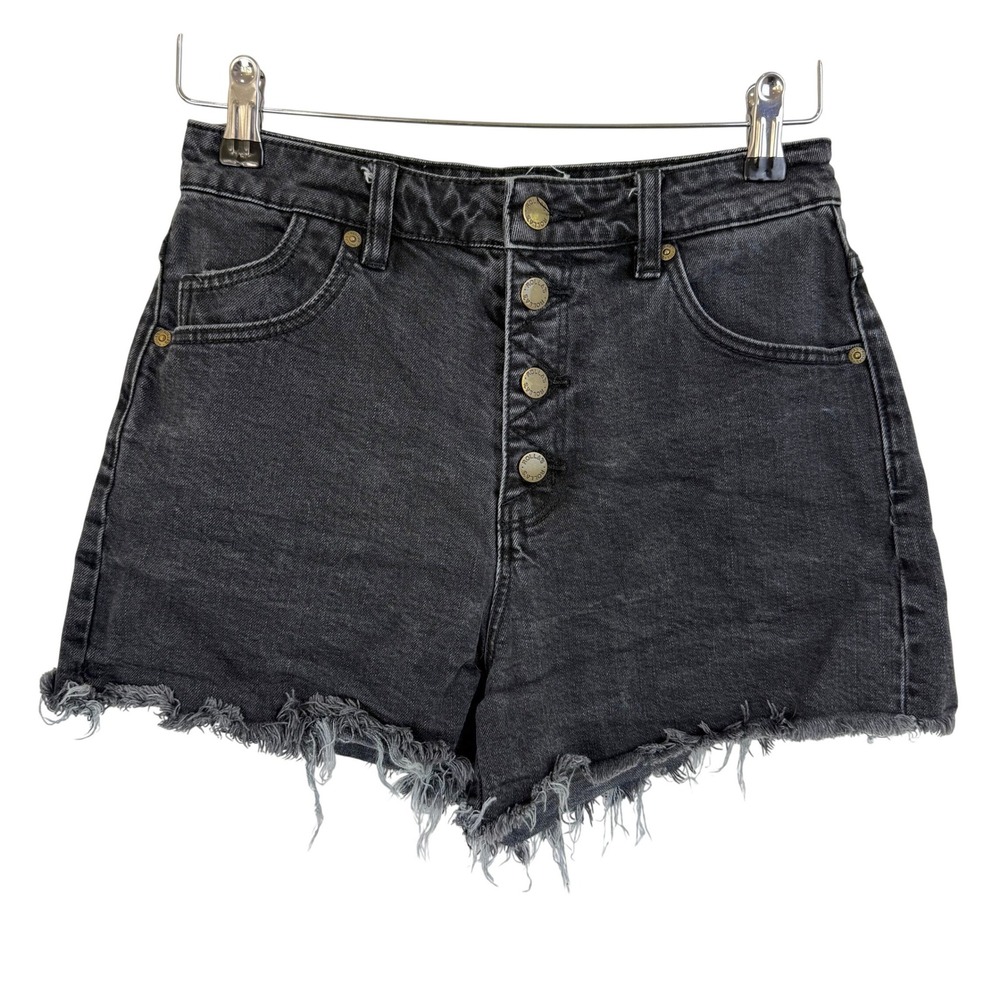 ROLLA'S ORIGINAL High Rise Button Fly Cutoff Denim Shorts Black Women 27